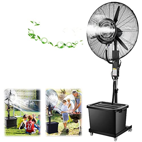 Einstellbare Höhe Zerstäubungsventilator, 3 Kühlgeschwindigkeiten mit 11,5 Gallonen Tank Standventilator für Hinterhöfe, Patios und mehr, 90° oszillierend, schwarz, 81cm/31.9in von JYBNBBE