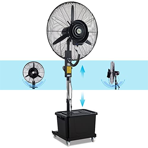 Höhenverstellbarer Verneblerventilator, 90° schwenkbar, mit Vernebler, 3 Kühlgeschwindigkeiten, erfrischt Ihre Werkstatt, Garage, Scheune oder Raum um 71 cm von JYBNBBE