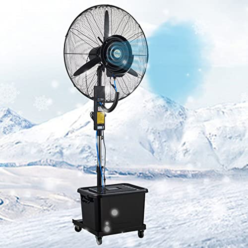 JYBNBBE Oszillierender Nebelventilator, Standventilator mit Zerstäuber, 3 Geschwindigkeiten, großer Tank mit 43 l Fassungsvermögen, Außenventilator für Terrasse, Restaurant, Garage und Fitnessstudio. von JYBNBBE