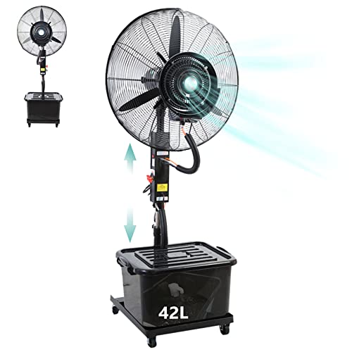 JYBNBBE Sockelventilator für den Außenbereich, mit verstellbarer Höhe, 3 Kühlgeschwindigkeiten und 42 l großem Tank, für Terrasse, Garten und Hinterhof. von JYBNBBE
