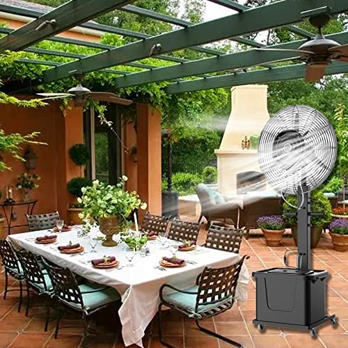 JYBNBBE Standventilator mit Zerstäuber, oszillierender Sockelventilator mit Zerstäuber für den Außenbereich, mit 3 Geschwindigkeitsstufen, für Garten, Terrasse, Kühlung, 71 cm von JYBNBBE