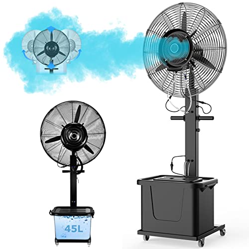 JYBNBBE Verneblerventilator für den Außenbereich, mit 5 Geschwindigkeiten, Oszillation von 45° und Tank mit 12 Gallonen, Terrassen und Gärten, 71 cm von JYBNBBE