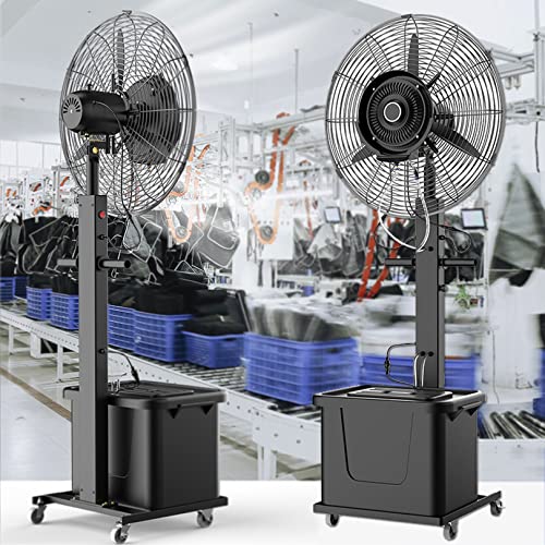 Oszillierender Verneblerventilator, Sockelventilator mit Zerstäuber, 90 ° Oszillierend, 3 Geschwindigkeiten, 3 Geschwindigkeitsstufen, 11 Gallonen-Tank, Industrielüfter für den Außenbereich von JYBNBBE