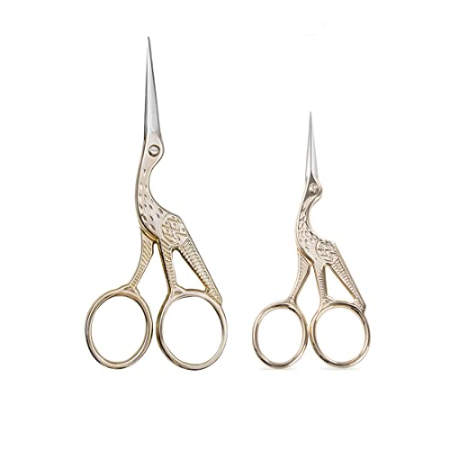 2er Pack Schere Vogel Design Nähen Schere Handtasche Schere Garn Schere Design Schere Stoff Schneiden Schere Geschenk (9+12 cm, Gold) von JYC CREATIVE