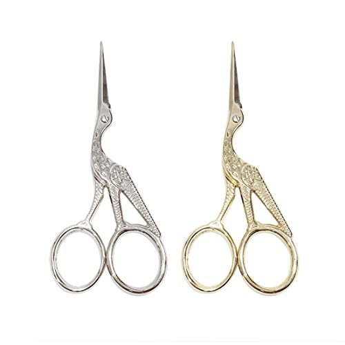 2er Pack Schere Vogel Design Nähen Schere Tasche Schere Tasche Schere Faden Schneiden Schere Design Stoff Schneiden Schere Geschenk (9+9 cm, Gold) von JYC CREATIVE