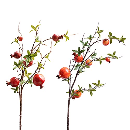 JYCAR Künstliche Granatapfel-Zweige, 95 cm, künstlicher Blumenstrauß aus Schaumstoff, Granatapfel, Zweige, Dekoration, Picks für Frühling, Bauernhausstil, Heim- und Gartendekoration, 2 Stück von JYCAR