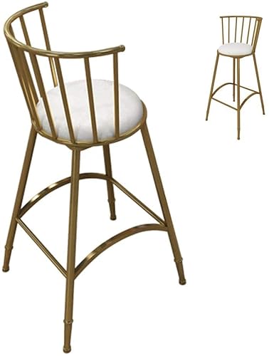 JYCCH Barhocker mit hoher Rückenlehne, hoher Hocker, einfacher Stil, Barhocker aus Metall, Stühle für Café, Restaurant, Küchenarbeitsplatte (Sitzhöhe: 65/75 cm), goldfarben oder n von JYCCH
