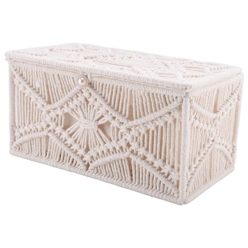 JYCCH Boho Taschentuchbox Abdeckung Rechteckiger Papier Taschentuch Halter mit Perlen Schnalle Makramee Servietten Taschentuch Organizer Haus von JYCCH