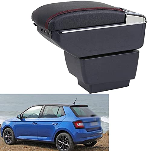 Leder Auto Armlehnen Mittelarmlehne Passt für Skoda Fabia 3 2015-2019, Car Mittelkonsole Armlehne Box Armlehnen Aufbewahrungsbox Zubehör von JYCCH