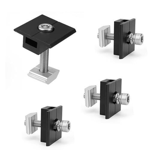 JYCONNECTS 4 Stück Solar Endklemmen 30mm, T-Förmige Befestigung Solarmodul, Solarmodul Alu Halterung, Endklemme Solarpanel Verstellbar für 30-35mm Gerahmte PV Panels-Schwarz von JYCONNECTS