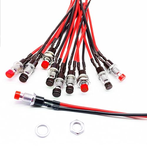 JYCONNECTS 20 Stück Mini Rund Momentary Taster, 3V 6V 12V 24V Ein, Aus Mini Momentan Druckknopf mit 7mm Vorverkabelt- 2 Pin Runder Druck schalter von JYCONNECTS