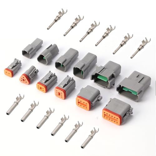JYCONNECTS KFZ Steckverbinder Set, Deutscher Stecker 2 3 4 6 8 12 Polig, Wasserdichter DT Stecker für Motorrad und Boot von JYCONNECTS