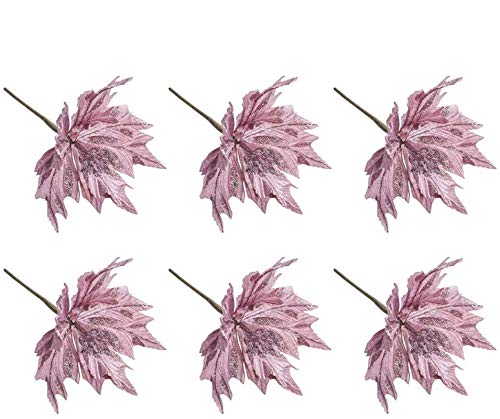 Glitzer Weihnachten Weihnachtsstern Blume, 6pcs Glitzer Baum Künstliche Blume Hochzeit Party Dekoration, Textil, Rosa von JYCRA