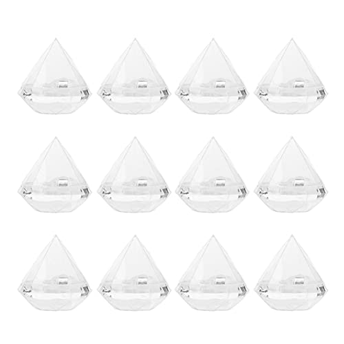 JYCRA 12 STÜCKE Kreative Rautenförmige Pralinenschachtel, Transparente Kunststoff-Aufbewahrungsbox für Süßigkeiten, Eleganter Bonbonbehälter für die Hochzeit von JYCRA
