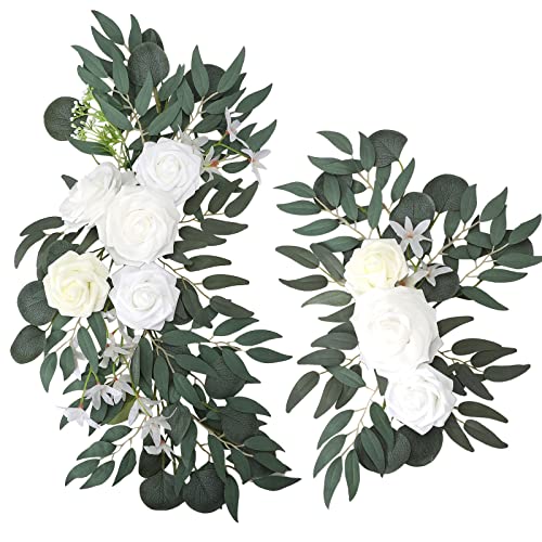 JYCRA 2 Stück Künstliche Hochzeits-Bogen-Blumengirlanden, Kunstblumen-Ornament, Bogen Verziert mit Künstlichen Blumen für Den Hintergrund von Hochzeitsbankett-Zeremonien(C) von JYCRA
