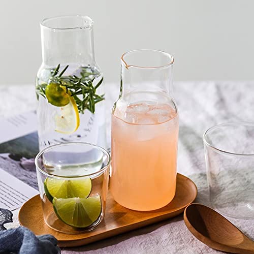 JYCRA 2-teiliges Glas-Wasserkrug und Glasbecher-Set, 500 ml, Nachttisch-Wasserkaraffe mit Becher, klares Glas, Mundspülspender von JYCRA