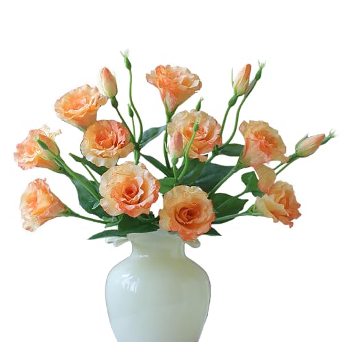 JYCRA 5 Stück Künstliche Blumen mit Langen Stielen, Kunstrosen-Blumenstrauß, Künstliche Blumen, Seide, Kunstblume, Eustoma Lisianthus, Blumen mit Langem Stiel für Hochzeit, Party, (A) von JYCRA