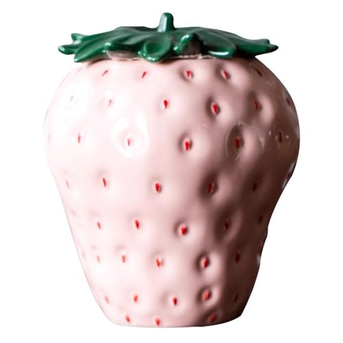 JYCRA Erdbeer-Keramik-Vorratsdose, Kreative Erdbeerförmige Gewürz-Vorratsdose mit Deckel, Mini-Teekanister, Lebensmittelaufbewahrungsbehälter für die Küche zu Hause(#2) von JYCRA