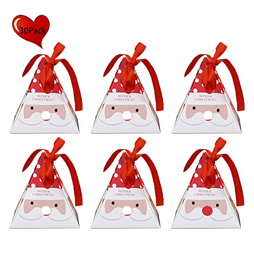 JYCRA Geschenkboxen, Set mit 30 dekorativen Leckereien, Kuchen, Kekse, Süßigkeiten, Geschenkverpackungen für Weihnachten, Geburtstage, Urlaub, Hochzeit 8x8x9CM Santa Claus von JYCRA