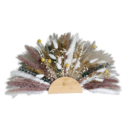 JYCRA Getrockneter Pampasgras-Dekor, Fächerförmiger Getrockneter Blumenstrauß, DIY Schilfgrasfedern, Blumen, Kunsthandwerk, Herzstück für Boho-Hochzeit, Heimdekoration von JYCRA