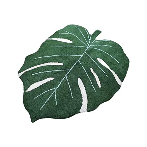 JYCRA Grüne Blättermatte für Badezimmer, 50,8 x 119,8 cm, ultraweiche Monstera-Badematte, rutschfester Teppich in Blattform für Badezimmer, Küche, Dekoration von JYCRA