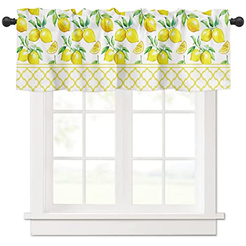 JYCRA Kurzer Vorhang mit Vintage-Blumendruck, Volant für Fenster, 137 x 45 cm, Duft: Zitrone, Sonnenblumendruck, marokkanischer Stil von JYCRA