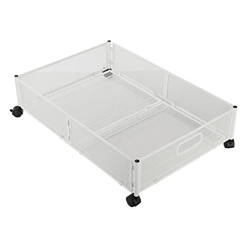 JYCRA Unterbett-Aufbewahrungsbehälter mit Rollen, Faltbare Unterbett-Organizer-Schublade mit Griff für Kleidung, Bücher, Decken, Schuhe(Weiss) von JYCRA