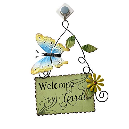 JYCRA Welcome to My Garden, Vintage-Schild zum Aufhängen, Metall, Garten, Willkommensschild mit Schmetterling, Blumen-Dekor für Garten, Terrasse, Hof, Wand, Außendekoration von JYCRA