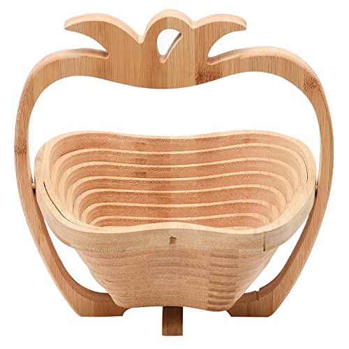 Obstkorb aus Holz, Geschenkkorb für Trockenfrüchte, Faltbarer Obstkorb, Zusammenklappbarer Obst- und Gemüsekorb aus Holz, Zusammenklappbarer Brothalter, Obstschalenhalter für die Küche(#1) von JYCRA