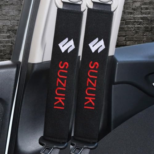 JYHBAQWN 2 Stück Gurtpolster Auto für Suzuki Swift Jimny Ignis Alto Vitara SX4 S-Cross, Sicherheitsgurtpolster Sicherheitsgurtschutz Autogurt Polster Schutz Zubehör,normal-Black-a von JYHBAQWN