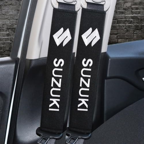 JYHBAQWN 2 Stück Gurtpolster Auto für Suzuki Swift Jimny Ignis Alto Vitara SX4 S-Cross, Sicherheitsgurtpolster Sicherheitsgurtschutz Autogurt Polster Schutz Zubehör,normal-Schwarz von JYHBAQWN