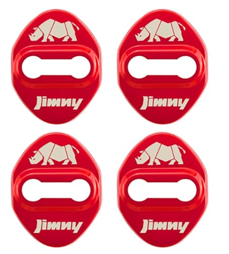 JYHBAQWN 4 Stück Auto Türschlossabdeckung für Suzuki Jimny Autotür Riegel Abdeckung Anti Rost Schutzhülle Auto Styling Zubehör,normal-Red Style von JYHBAQWN