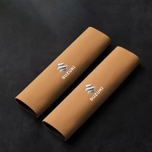 JYHBAQWN Auto Sicherheitsgurt Schulterpolster, für Suzuki Fengyu Qiyue Tianyu Vitra Swift Gurtschutz Abnehmbare Schützt Hals Schulter Auto Innere Styling ZubehöR,normal-1 Pair of Light Brown von JYHBAQWN