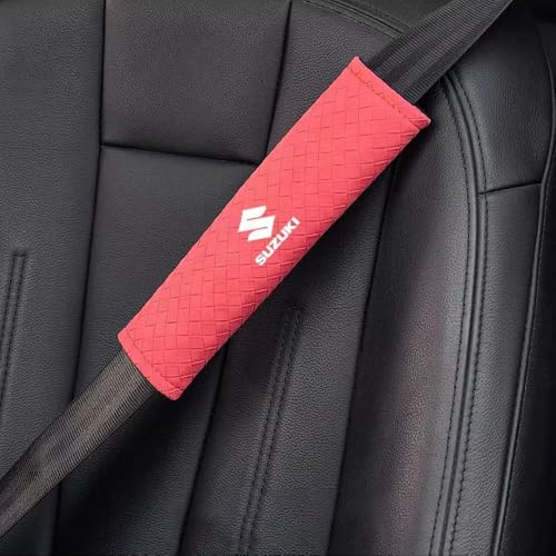 JYHBAQWN Auto Sicherheitsgurt Schulterpolster, für Suzuki Swift Tianyu sx4 Vitra Kaiyue Jimny Fengyu Gurtschutz Abnehmbare Schützt Hals Schulter Auto Innere Styling ZubehöR,normal-Red Style von JYHBAQWN