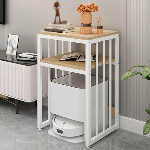 Saugroboter Ständer Staubsauger Roboter Halter Weiß Roboter-Staubsauger-Schrank, 2-stöckig Beweglich Roboter-Staubsauger-Aufbewahrungsregal 50 Cm 55 Cm Breit Beistelltisch Schlafzimmer-Nachttisch Für von JYHHCYS