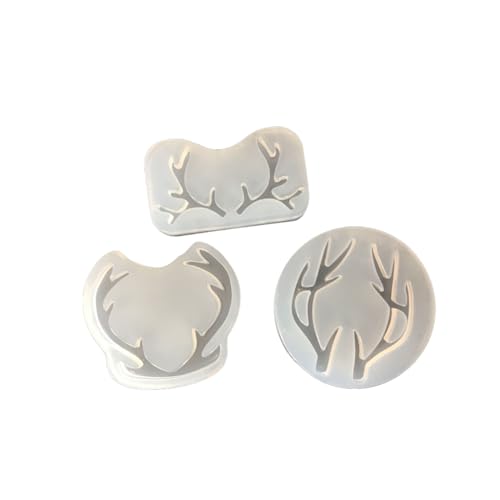 Fondant Formen 3 Stück Kristall Epoxidkleber Harz Kleber Weihnachten Elch Geweih Dekoration Silikonform von JYHLSHO