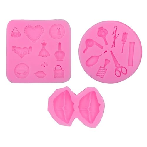 Fondant Formen 3 Stück Schere Kamm Föhn Fondant Silikonform Parfümflasche Tasche Liebeslippenform Fondant Formen 3 Stück Schere Kamm Föhn Fondant Silikonform Parfümflasche Tasche Liebeslippenform von JYHLSHO