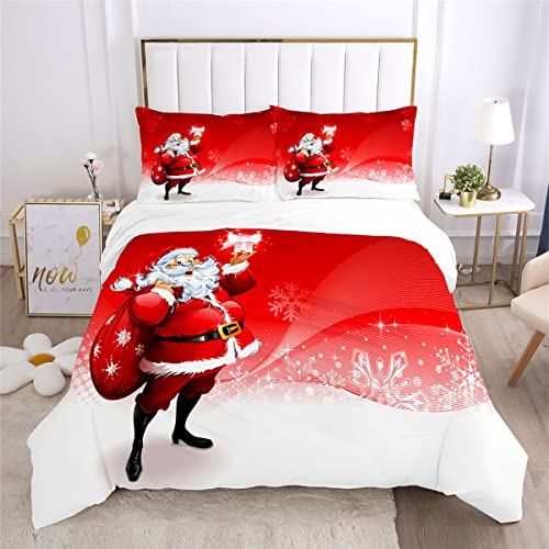 JYHTK Bettwäsche-Set für Weihnachten, Geschenk Frohe Weihnachten, Mikrofaser Bettbezug mit Kissenbezügen für Jungen und Mädchen Bettwäsche-Set von JYHTK