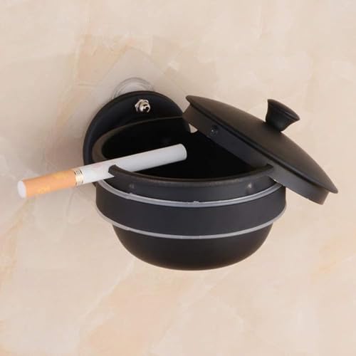 JYHUHGRG Kreativer Aschenbecher für Herren - Wandaschenbecher fürs Badezimmer, Edelstahl, Sicherheitsbehälter für Zigarettenkippen, Catering, Haushalt, winddichter Aschenbecher mi,Black von JYHUHGRG
