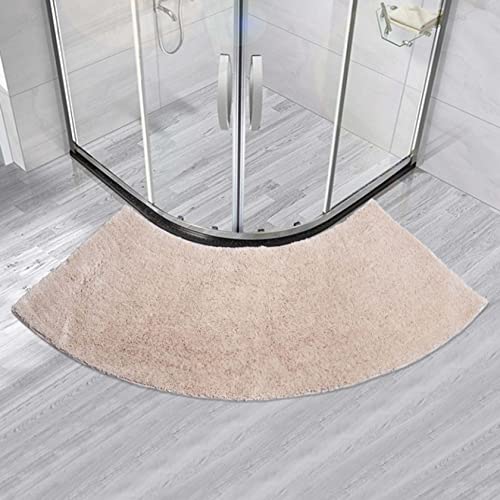 JYJYES Badteppich Shaggy Farbecht Badezimmerteppich rutschfest Waschbarer Badvorleger Supersaugfähig Badematte Flauschig Weich Gebogene Duschmatte Creamy-White 45 * 100CM/17.72 * 39.4IN von JYJYES