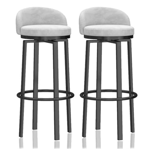 Drehbare Barhocker Set, Moderne Barhocker in Barhöhe, Samt-Counter-Hocker, Inselstühle mit Schwarzer Basis/Niedrigem Rücken, Gepolsterte Barstühle für Küche/Home Bar/Pub, Sitzhöhe 65Cm (Farbe: 2Pcs, von JYLSSKUK