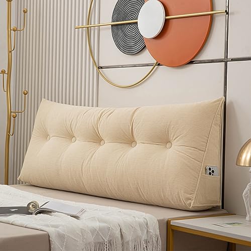 Dreieckiges Kopfteil Kissen-180X50X20Cm Soft Large Comfy Lesekissen für Betten Sofas-Zurück Lendenwirbelsäule Bolster Support Kissen-Schlafzimmer Keilkissen, JYLSSKUK, Beige, Größe: 100 * 50 * 20 Dreieckiges Kopfteil Kissen-180X50X20Cm Soft Large Comfy Lesekissen für Betten Sofas-Zurück Lendenwirbelsäule Bolster Support Kissen-Schlafzimmer Keilkissen, JYLSSKUK, Beige, Größe: 100 * 50 * 20 von JYLSSKUK