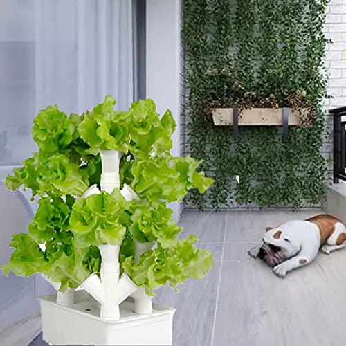 Hydroponic Grow Kit mit Rädern, 16/24/32 Sites Hydroponic Pflanzausrüstung mit Wasserpumpe, Hydroponic Growing System mit Grow Baskets und Schwämmen, 3Columns, JYLSSKUK, 3 Kolumnen von JYLSSKUK