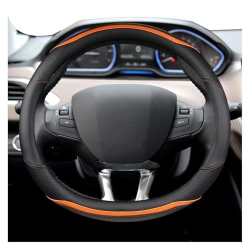 Lenkradabdeckungen für Peugeot 208 2012~2018 für Peugeot 308 2014~2021 2008 2013~2018 Auto-Lenkradabdeckung Carbon-Leder Auto-Lenkradabdeckung (Schwarz), JYLSSKUK, orange von JYLSSKUK
