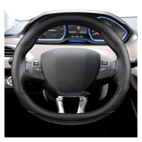 Lenkradabdeckungen für Peugeot 208 2012~2018 für Peugeot 308 2014~2021 2008 2013~2018 Auto-Lenkradabdeckung Carbon-Leder Auto-Lenkradabdeckung (Schwarz), JYLSSKUK, schwarz von JYLSSKUK