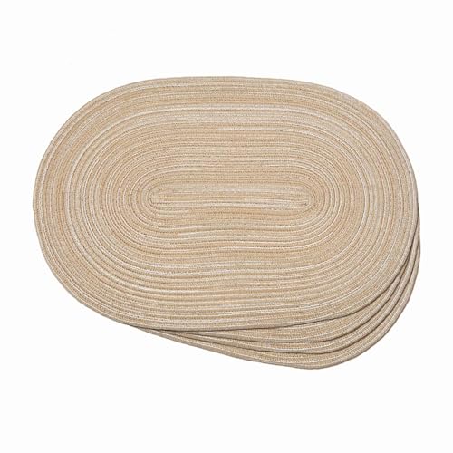 Noctiflorous Geflochtene Tischsets-15 Zoll Runde Tischmatten Set von 8 für Esstische-Natürliche Gewebte Hitzebeständige Platzmatten (Beige), JYLSSKUK, 15. Kaffee trinken, 4 PCS von JYLSSKUK