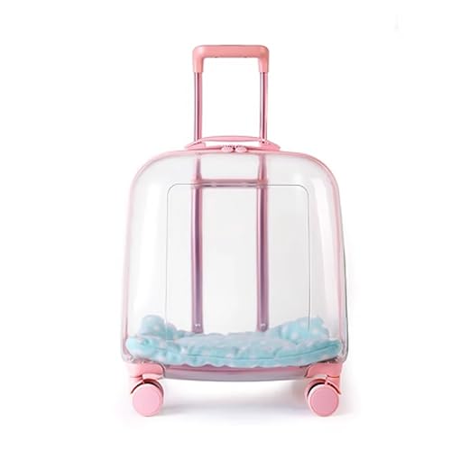 Sooar Transparent Pet Trolley Rucksack Hund Rucksack Tasche auf Rädern Multifunktions-Rollwagen mit Einstellbarer Höhe Atmungsaktive Pet Travel Carriers für Katzen& Hunde, JYLSSKUK, Pink durchsicht Sooar Transparent Pet Trolley Rucksack Hund Rucksack Tasche auf Rädern Multifunktions-Rollwagen mit Einstellbarer Höhe Atmungsaktive Pet Travel Carriers für Katzen& Hunde, JYLSSKUK, Pink durchsicht von JYLSSKUK