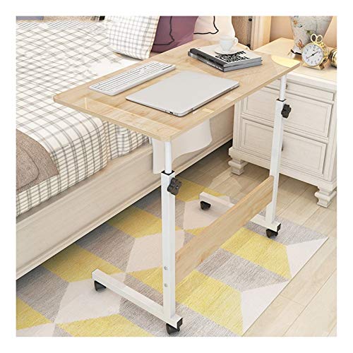 Table Days Table Höhenverstellbarer, Tragbarer und Stabiler Laptop-Schreibtisch mit Rädern, Wohnzimmer, Klassenzimmertisch mit Rädern über Bett, Weißes K, 60 * 50 * 92Cm, JYLSSKUK, Solides Holz, G von JYLSSKUK