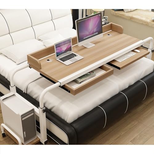Tisch mit Rädern, King Queen Bett Tisch, Schwenkrad Rolling Tray Multifunktionale Bewegliche Crossbed Tisch, Tisch, Rolling Storage Trolley Computer Schreibtisch, B, a, JYLSSKUK, a ist, a ist von JYLSSKUK