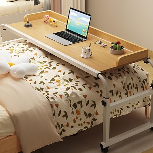 Tisch mit Rädern, über Dem Bett Tisch mit Rädern über Bett Tisch mit Rädern Höhe Einstellbar Mobile Tisch Funktioniert Als Laptop Cart Computer Tisch Bett Tisch, Szpxxx, Weiß, 140 × 40Cm/, JYLSSKUK von JYLSSKUK
